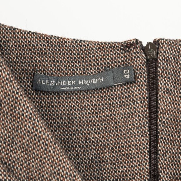 Alexander McQueen AW/05 Runway Brown Wool Tweed Crossover-Waist Dress - Picture 8 of 10